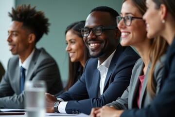 Stylish African Businessman Among Diverse Group of Professionals in Meeting