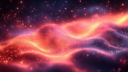 Futuristic Neon Data Waves in Deep Space