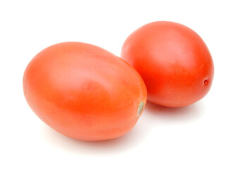Plum tomatoes on white background 