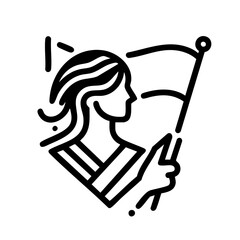 A woman with a determined mood holding a flag