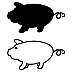 pig icon, simple flat style, vector illustration, symbol, design logo template pictogram, for ui or ux isolated on white for mobile app, editable