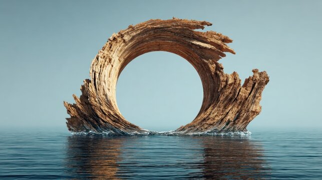 Abstract stone ring formation on water