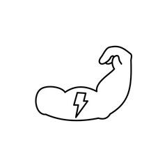 Strong muscle power concept with lightning icon, simple flat style, vector illustration, symbol, design logo template pictogram, for ui or ux isolated on white for mobile app, editable