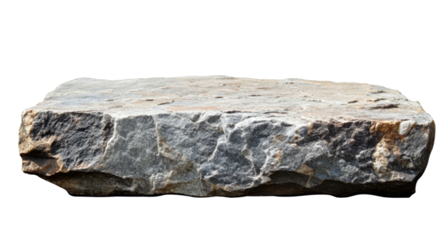 Natural stone slab with rough textured surface isolated on white background
