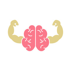 	
brain icon with muscular arms, simple flat style, vector illustration, symbol, design logo template pictogram, for ui or ux isolated on white for mobile app, editable