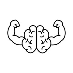 brain icon with muscular arms, simple flat style, vector illustration, symbol, design logo template pictogram, for ui or ux isolated on white for mobile app, editable