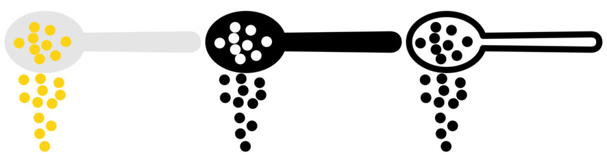 spoon icon with powder, simple flat style, vector illustration, symbol, design logo template pictogram, for ui or ux isolated on white for mobile app, editable