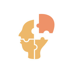 puzzle head icon, simple flat style, vector illustration, symbol, design logo template pictogram, for ui or ux isolated on white for mobile app, editable