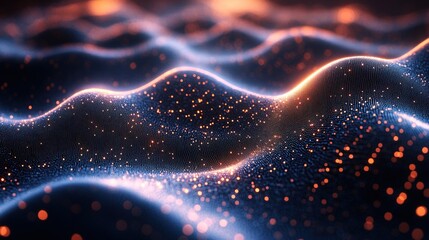 Futuristic Neon Data Waves in Deep Space