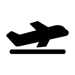 Obraz premium airplane taking off icon, simple flat style, illustration, logo sign symbol pictogram template, for ui or ux isolated on white for mobile app, editable