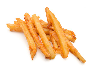 A pile of french fries isolated on white