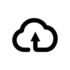 cloudy icon with arrow, simple flat style, vector illustration, symbol, design logo template pictogram, for ui or ux isolated on white for mobile app, editable