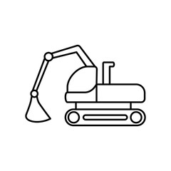 excavator icon, simple flat style, illustration, logo sign symbol pictogram template, for ui or ux isolated on white for mobile app, editable