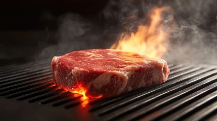 Sealing element glowing under high pressure with moisture vapor wrapping around meat