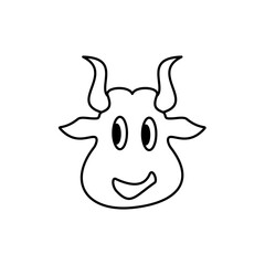 cute cow head icon, smiling cow, simple flat style, vector illustration, symbol, design logo template pictogram, for ui or ux isolated on white for mobile app, editable