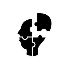 puzzle head icon, simple flat style, vector illustration, symbol, design logo template pictogram, for ui or ux isolated on white for mobile app, editable