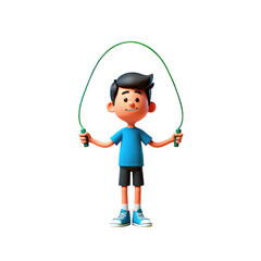 3D Cartoon Boy Jumping Rope