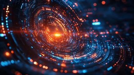 Futuristic Neon Data Waves in Deep Space