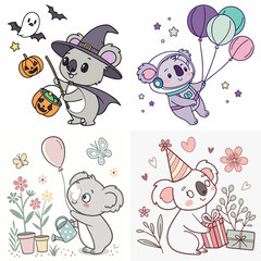 Obraz premium High-Quality koalas Illustrations in Various Styles – SVG Bundle