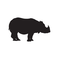 Rhino Silhouette Vector Illustrations Isolated on White Background