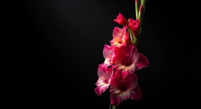 Elegant Gladiola: Tall Stem with Multiple Blooms in Rich Pink Hues