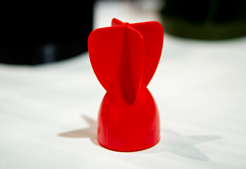 Shank stabilizer printed on 3D printer from molten plastic. Stabilization tail created on 3D printer. Prototype model of rocket bomb tip printed on 3D printer. Modern innovation 3D printing technology