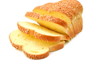 Slice grain bread isolated on white background