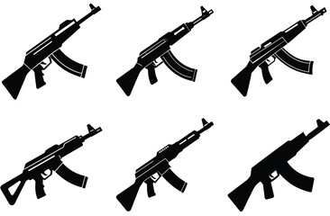 "Assault Rifle Silhouette Vector – Military Weapon Icon in Minimal Style"