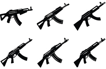 "Assault Rifle Silhouette Vector – Military Weapon Icon in Minimal Style"
