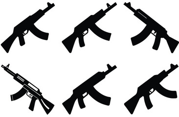 "Assault Rifle Silhouette Vector – Military Weapon Icon in Minimal Style"