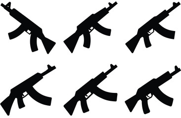 "Assault Rifle Silhouette Vector – Military Weapon Icon in Minimal Style"