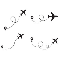 Travel concept Dotted path airplane Aircraft tracking.