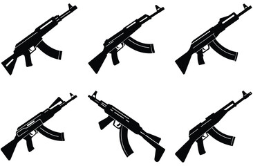 "Assault Rifle Silhouette Vector – Military Weapon Icon in Minimal Style"
