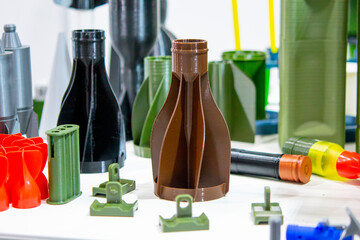 Shank stabilizer printed on 3D printer from molten plastic. Stabilization tail created on 3D printer. Prototype model of rocket bomb tip printed on 3D printer. Modern innovation 3D printing technology