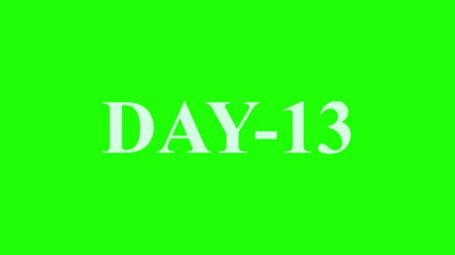 Fitness Program Tracker – Day 13 Green Screen Title. Daily Challenge Progress Indicator – Day 13 Graphic - Powered by Adobe