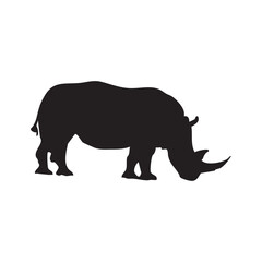 Rhino Silhouette Vector Illustrations Isolated on White Background
