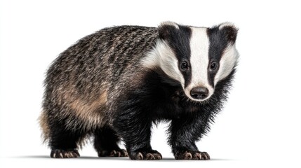 Fototapeta premium Badger portrait against white background