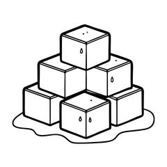 Pile of melting caramel cubes in clean and simple design  