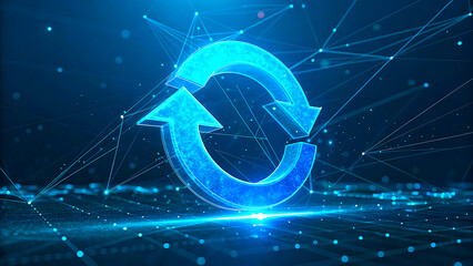 Digital refresh: futuristic blue arrows cycle technology background