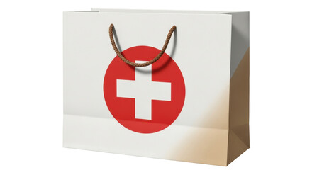 Isolated Shopping Bag with Red Cross