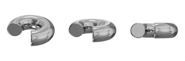 3D Chrome Metallic Abstract Shape Objects, 3d rendering steel gradient shape design element, futuristic, shiny design