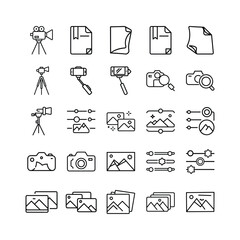 Vector art of set of photography and image editing icons isolated on white background