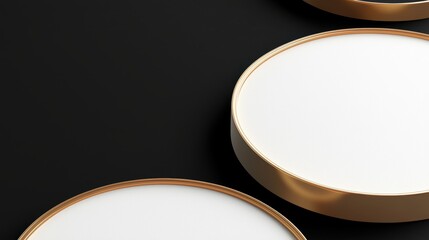 Elegant circular platforms with a minimalist design on a black background, perfect for product display.