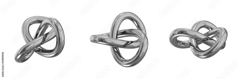 Fototapete 3d chrome metallic abstract shape objects, 3d rendering steel gradient shape design element, futuris