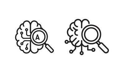 AI and data analysis concept with magnifying glass