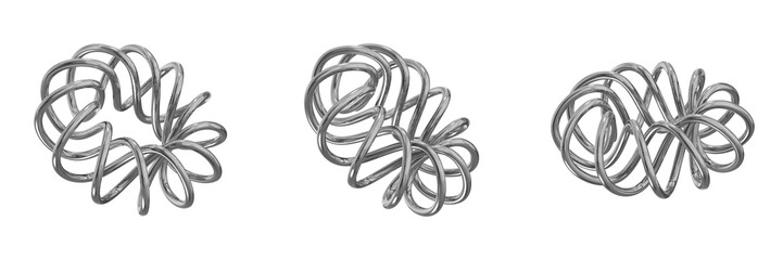 3D Chrome Metallic Abstract Shape Objects, 3d rendering steel gradient shape design element, futuristic, shiny design