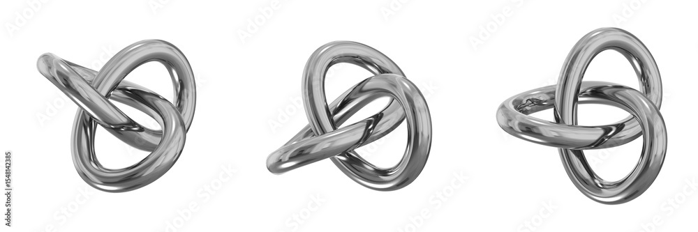 Poster 3d chrome metallic abstract shape objects, 3d rendering steel gradient shape design element, futuris