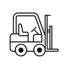 Forklift Outline Vector Icon – Minimal Line Art on White Background