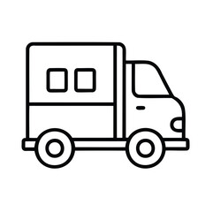 Delivery Truck Outline Vector Icon – Minimal Line Art on White Background