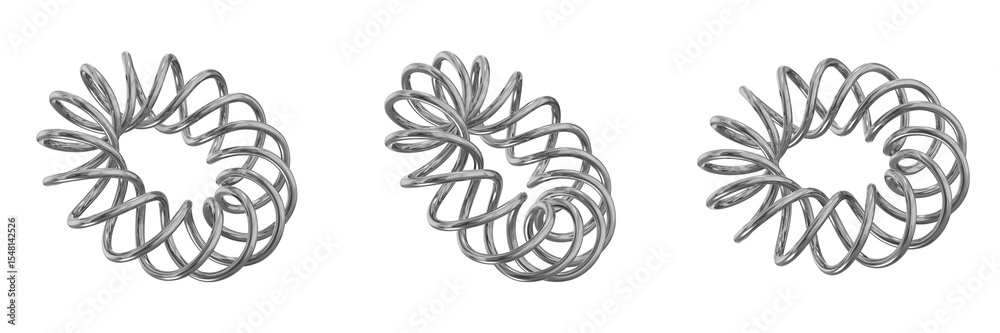 Poster 3d chrome metallic abstract shape objects, 3d rendering steel gradient shape design element, futuris
